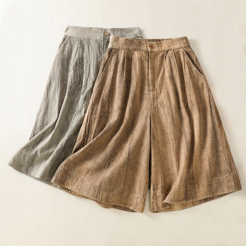 Buddha Stones Sommer Casual Tie-Dye Plain Baumwolle Damen Shorts mit Taschen