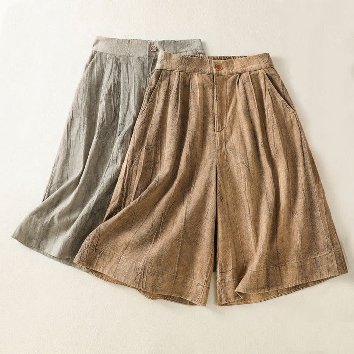 Buddha Stones Sommer Casual Tie-Dye Plain Baumwolle Damen Shorts mit Taschen