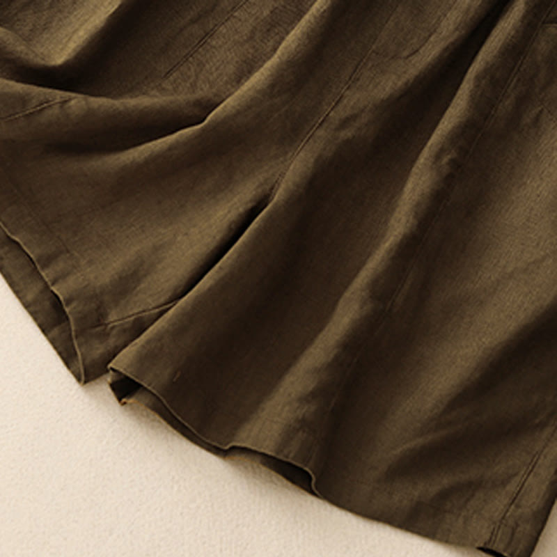 Buddha Stones Sommer Casual Buttons Plain Cotton Damen Shorts mit Taschen - image 16