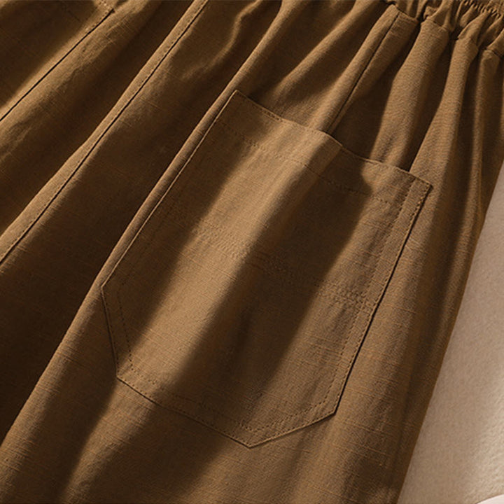 Buddha Stones Sommer Casual Elastische Taille Plain Damen Polyester Shorts Mit Taschen - image 6