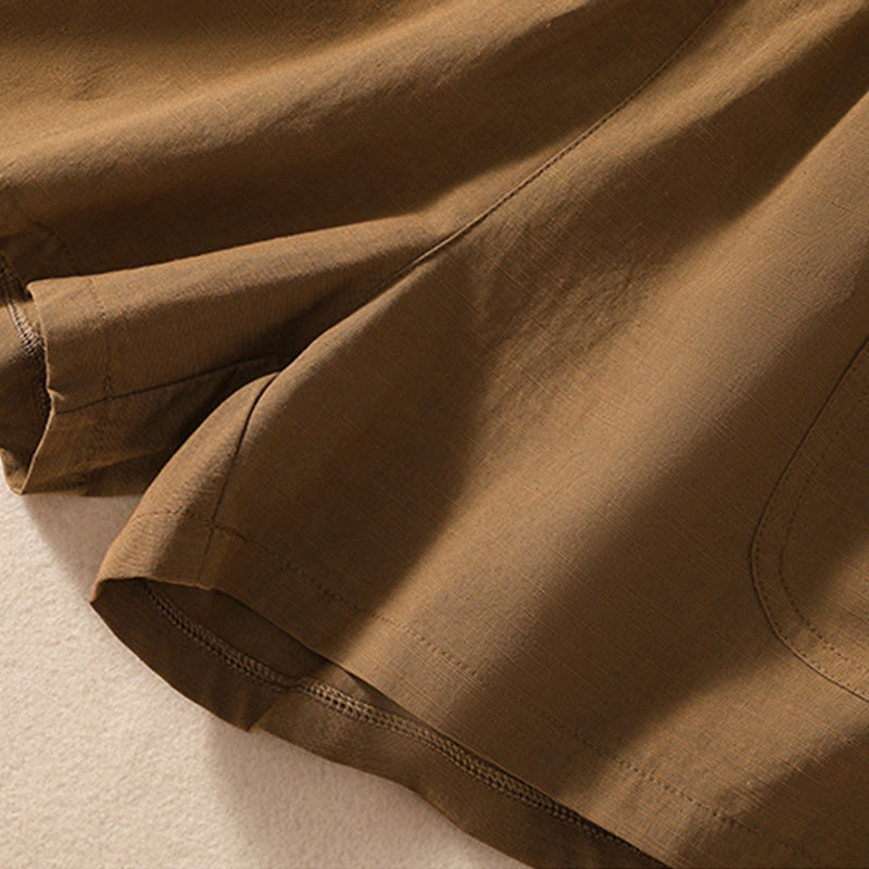 Buddha Stones Sommer Casual Elastische Taille Plain Damen Polyester Shorts Mit Taschen - image 2