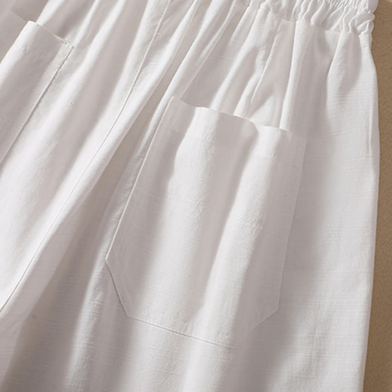 Buddha Stones Sommer Casual Elastische Taille Plain Damen Polyester Shorts Mit Taschen - image 10