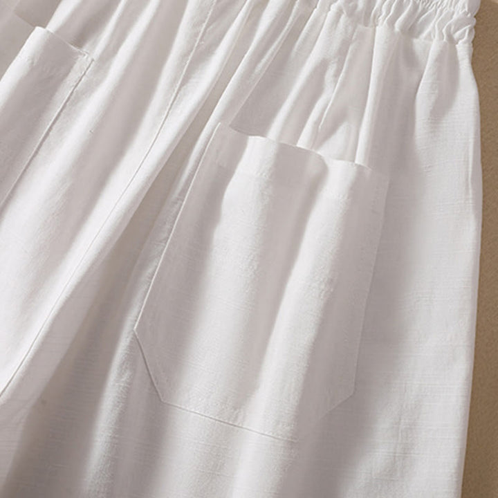 Buddha Stones Sommer Casual Elastische Taille Plain Damen Polyester Shorts Mit Taschen - image 10