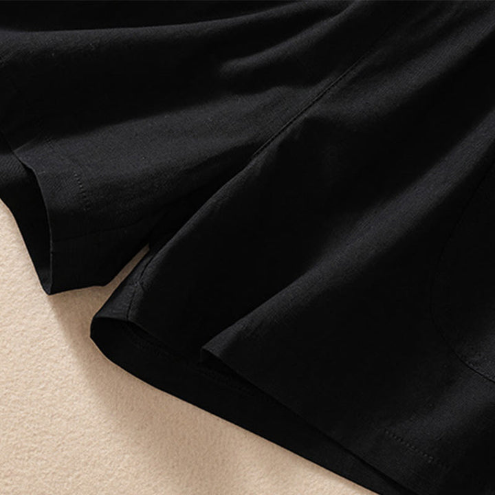 Buddha Stones Sommer Casual Elastische Taille Plain Damen Polyester Shorts Mit Taschen - image 16