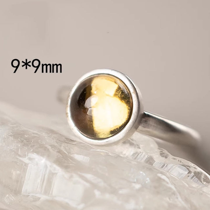 Buddha Stones Natürlicher 925 Sterling Silber Prehnit Citrin Verstellbarer Glücksring