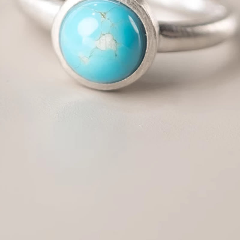 Buddha Stones Natürlicher 925 Sterling Silber Lazurit Türkis Verstellbarer Balance Ring