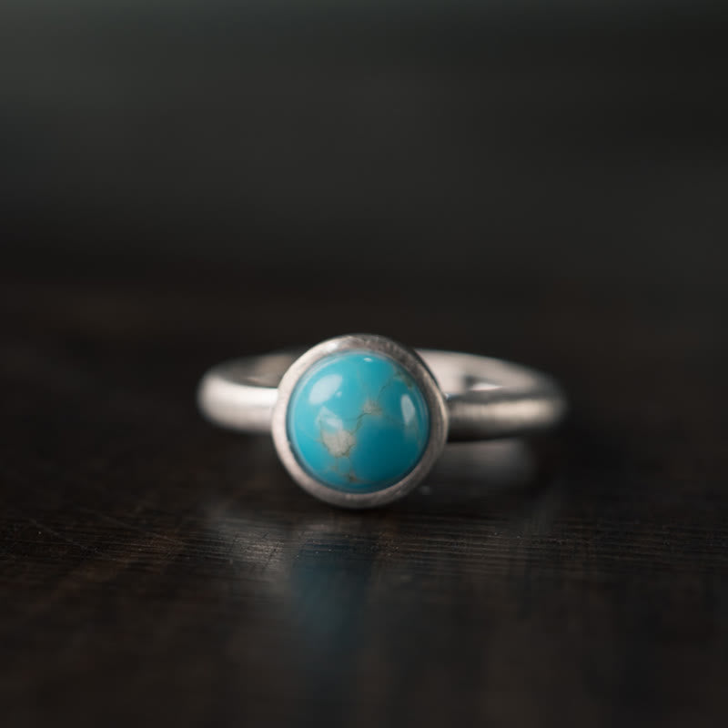 Buddha Stones Natürlicher 925 Sterling Silber Lazurit Türkis Verstellbarer Balance Ring