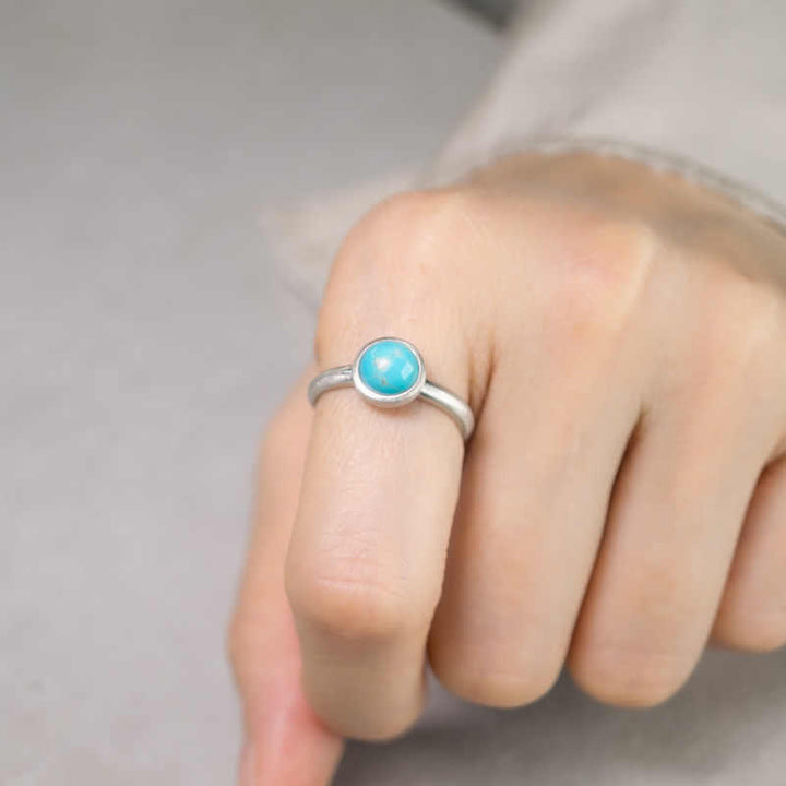 Buddha Stones Natürlicher 925 Sterling Silber Lazurit Türkis Verstellbarer Balance Ring