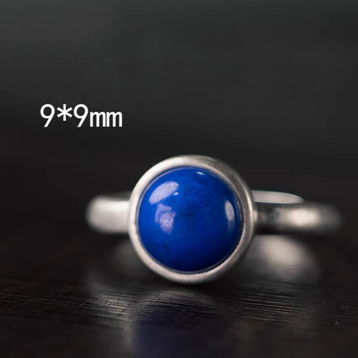 Buddha Stones Natürlicher 925 Sterling Silber Lazurit Türkis Verstellbarer Balance Ring