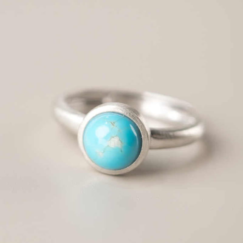 Buddha Stones Natürlicher 925 Sterling Silber Lazurit Türkis Verstellbarer Balance Ring