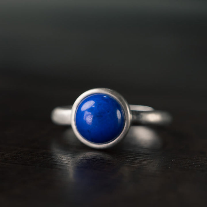 Buddha Stones, natürlicher 925er Sterlingsilber-Lazurit, Lapislazuli, Türkis, verstellbarer Balance-Ring - Stil A (ca. 9 x 9 mm) - image 0