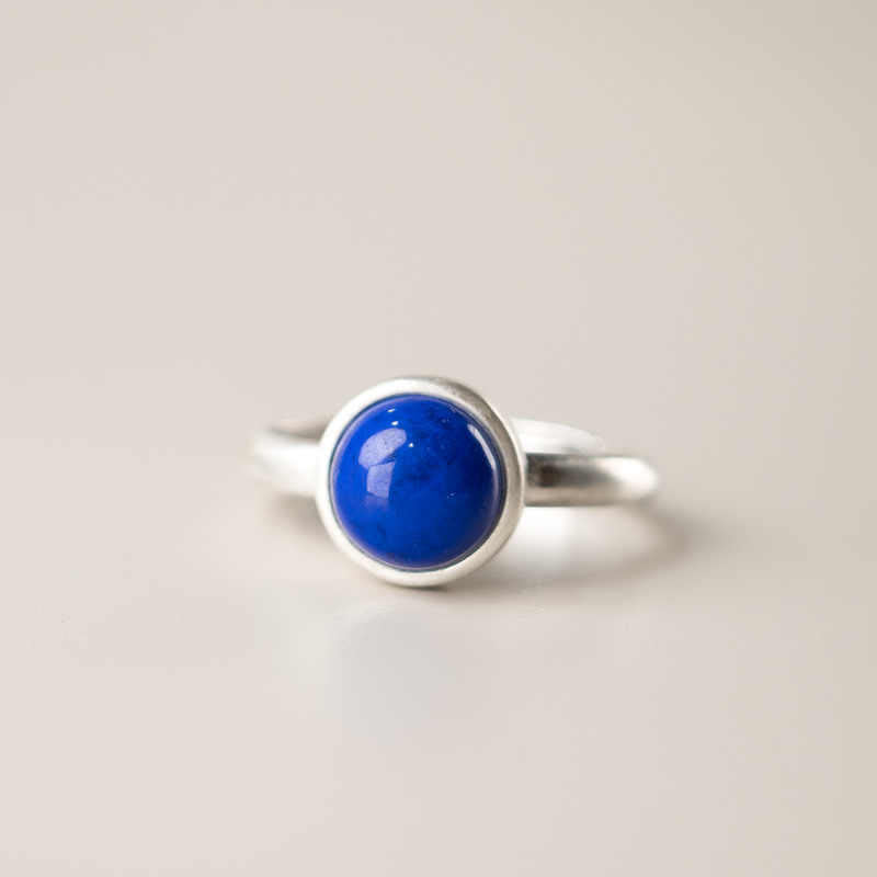 Buddha Stones, natürlicher 925er Sterlingsilber-Lazurit, Lapislazuli, Türkis, verstellbarer Balance-Ring - image 2