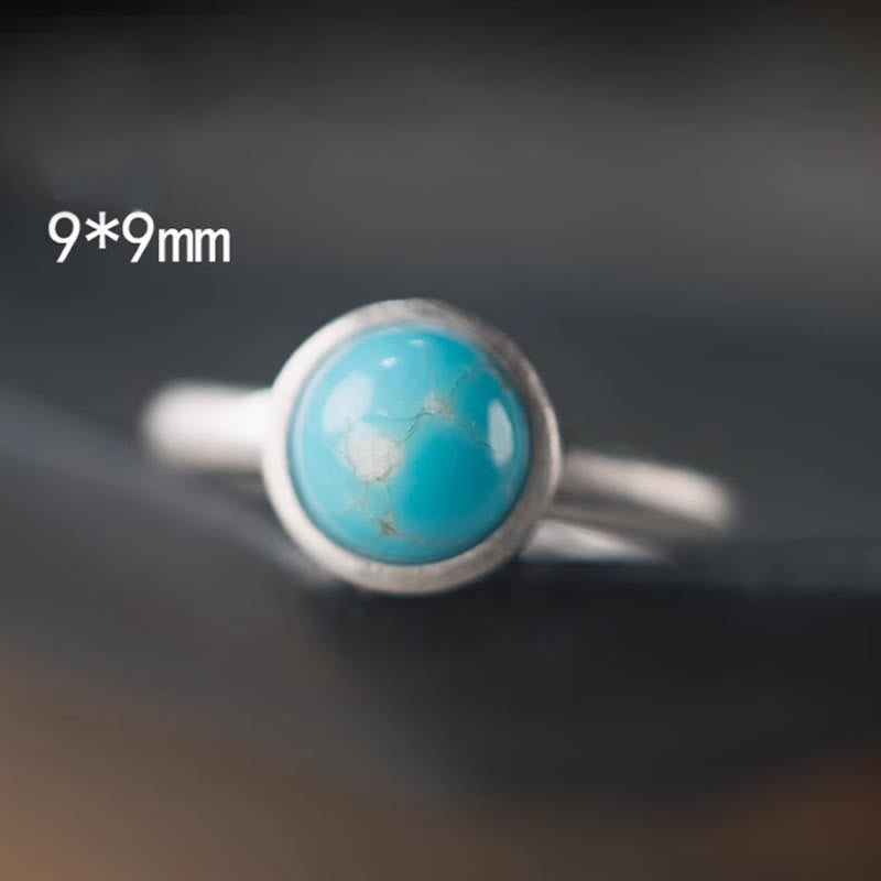Buddha Stones Natürlicher 925 Sterling Silber Lazurit Türkis Verstellbarer Balance Ring