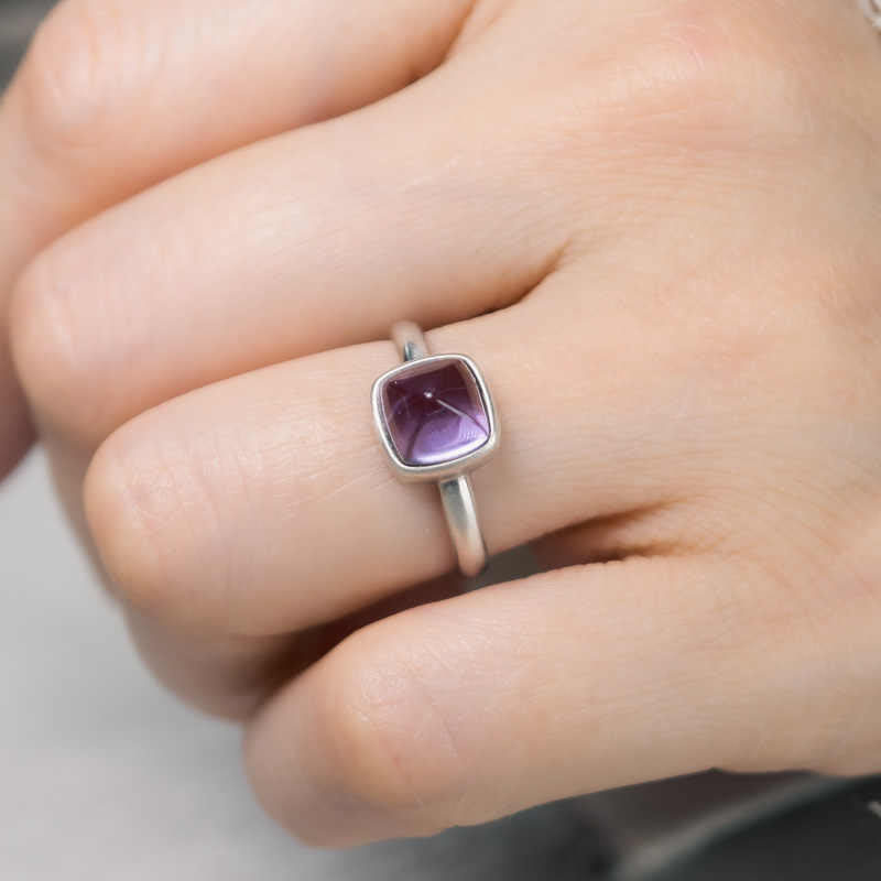 Buddha Stones Natürlicher 925 Sterling Silber Amethyst Verstellbarer Balance Ring - image 12