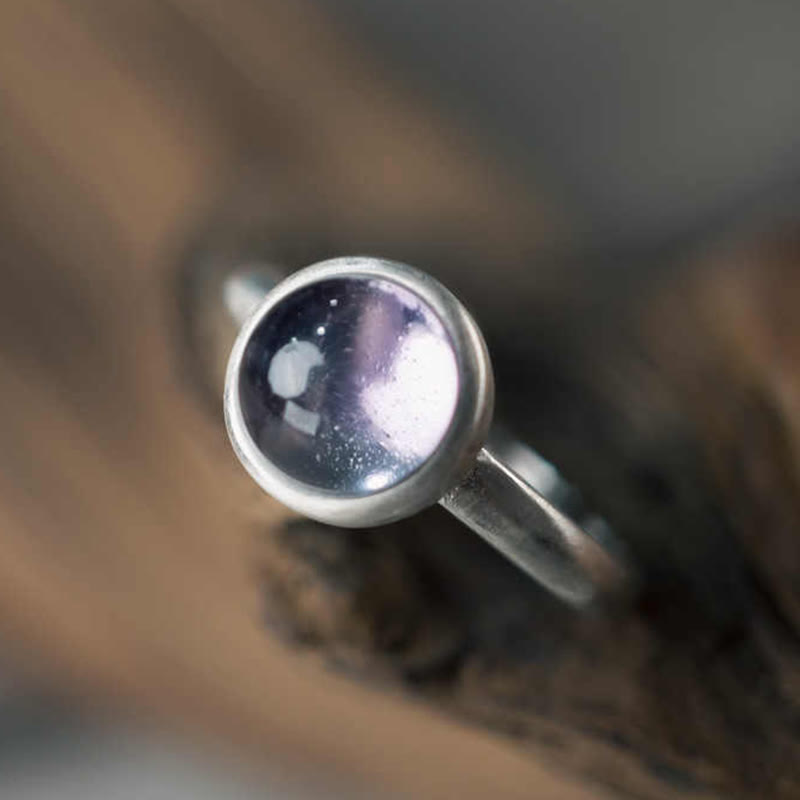 Buddha Stones Natürlicher 925 Sterling Silber Amethyst Verstellbarer Balance Ring - image 4