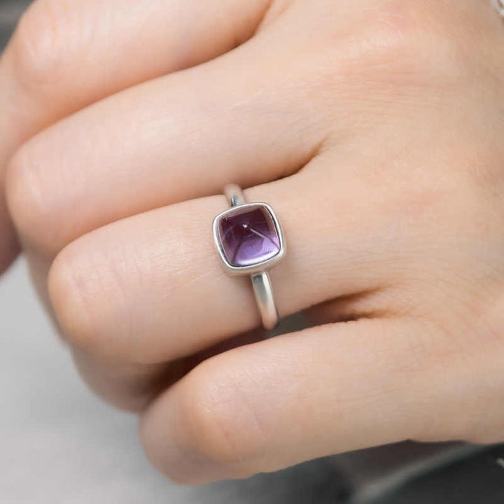Buddha Stones Natürlicher 925 Sterling Silber Amethyst Verstellbarer Balance Ring - image 12