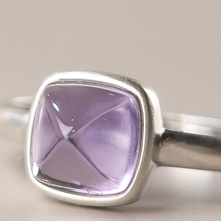 Buddha Stones Natürlicher 925 Sterling Silber Amethyst Verstellbarer Balance Ring - image 11