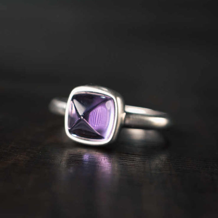 Buddha Stones Natürlicher 925 Sterling Silber Amethyst Verstellbarer Balance Ring - image 10