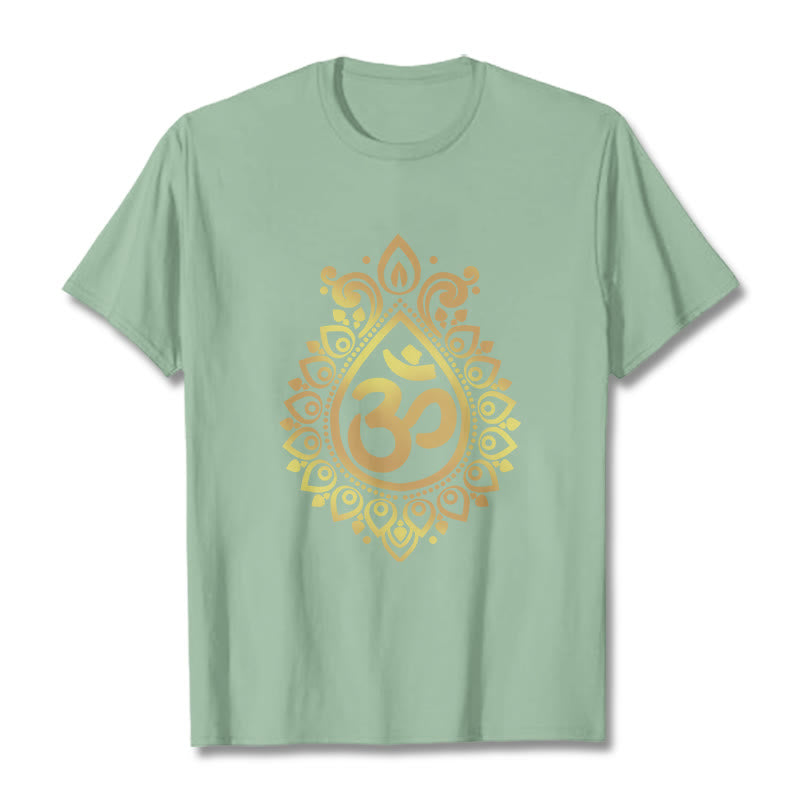 Buddha Stones ​​Wasser Tropfen OM Design T T-shirt - Blassgrün - 2XL - image 15