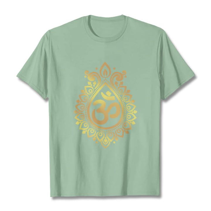 Buddha Stones ​​Wasser Tropfen OM Design T T-shirt - Blassgrün - 2XL - image 15
