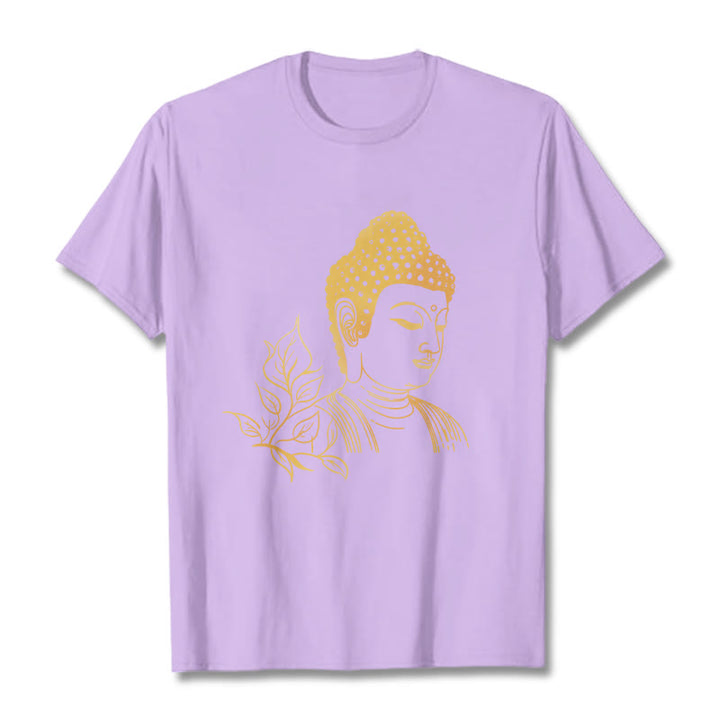 Buddha Stones ​​Goldene Blätter Meditation Buddha T-Shirt - Pflaume - 2XL - image 17
