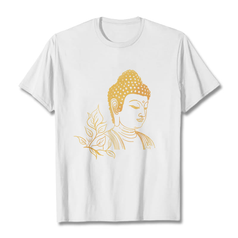 Buddha Stones ​​Goldene Blätter Meditation Buddha T-Shirt - Weiß - 2XL - image 5