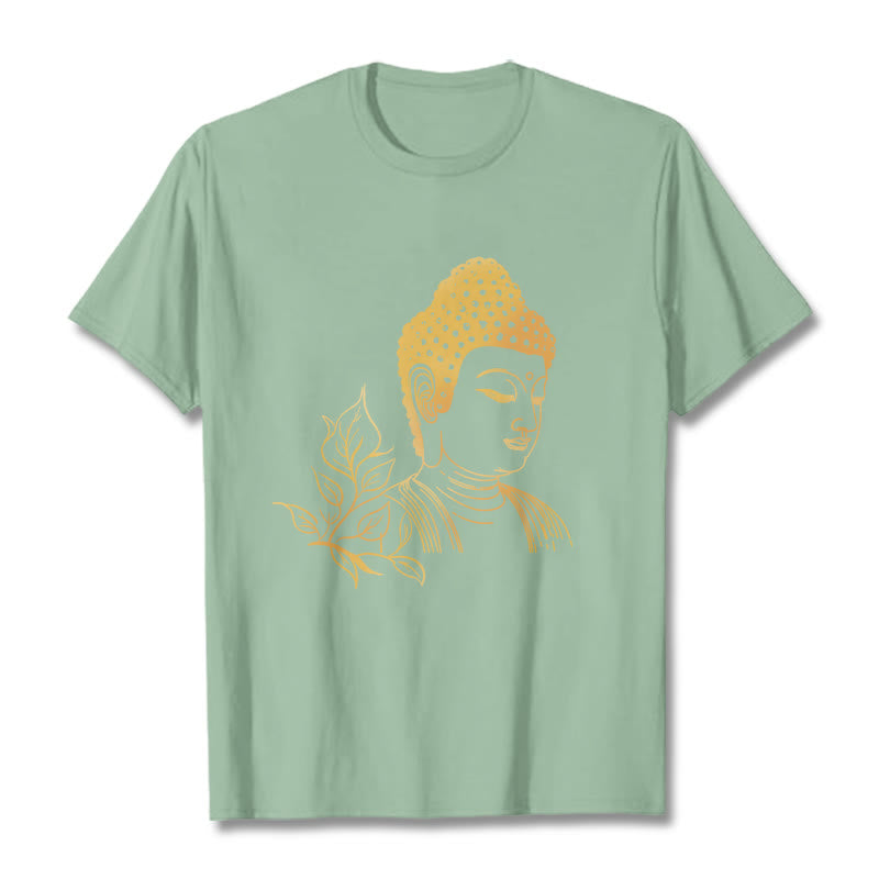 Buddha Stones ​​Goldene Blätter Meditation Buddha T-Shirt - Blassgrün - 2XL - image 15