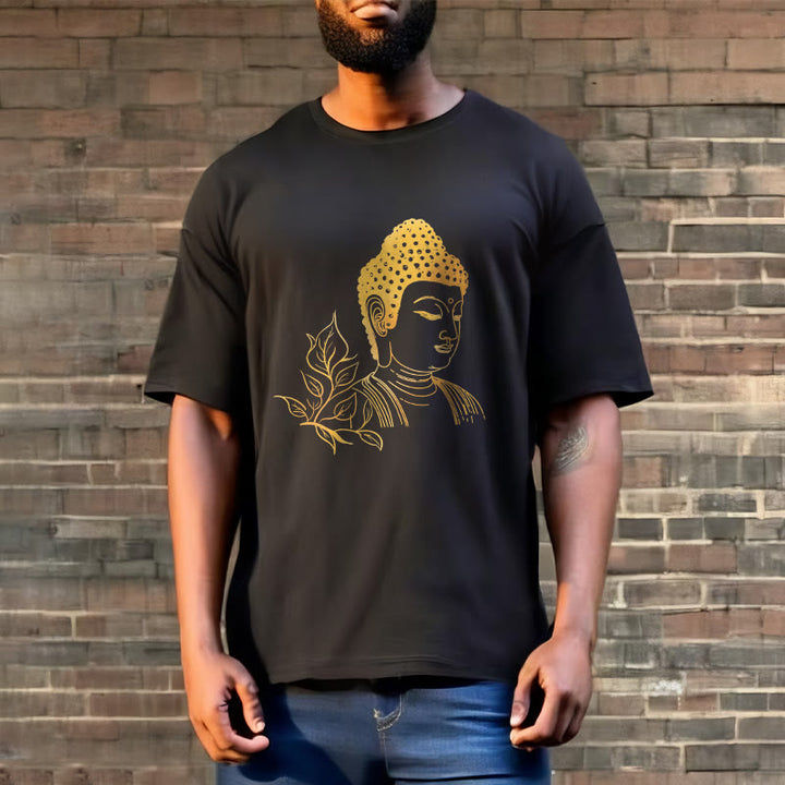 Buddha Stones ​​Goldene Blätter Meditation Buddha T-Shirt - image 2