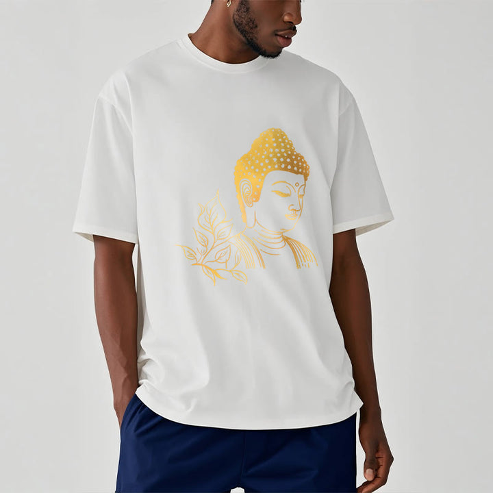 Buddha Stones ​​Goldene Blätter Meditation Buddha T-Shirt - image 6