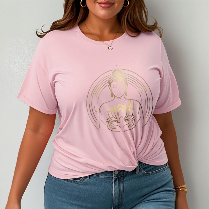 Buddha Stones ​​Goldener Buddha Hält EINE Lotus Blume T T-shirt - image 13