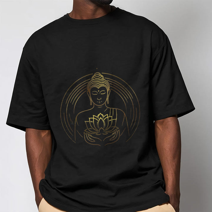 Buddha Stones ​​Goldener Buddha Hält EINE Lotus Blume T T-shirt - image 5