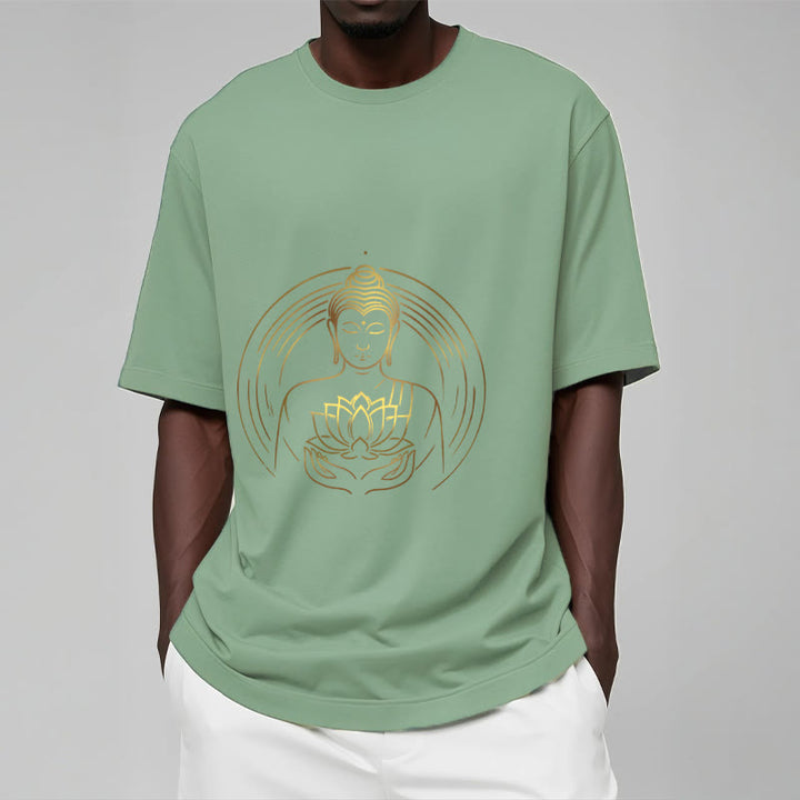 Buddha Stones ​​Goldener Buddha Hält EINE Lotus Blume T T-shirt - image 15