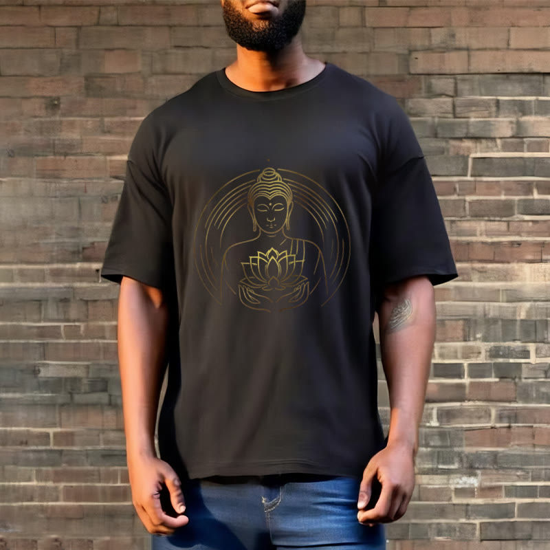Buddha Stones ​​Goldener Buddha Hält EINE Lotus Blume T T-shirt - image 7