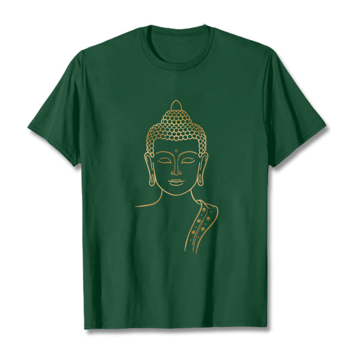 Buddha Stones ​​Golden Buddha In Tiefe Meditation T T-shirt - Waldgrün - 2XL - image 0