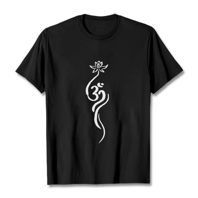 Buddha Stones ​​Lotus Blume Om Design T T-shirt - Schwarz - 2XL - image 5