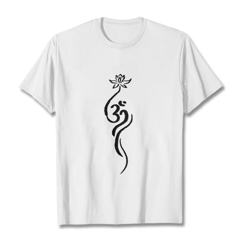 Buddha Stones ​​Lotus Blume Om Design T T-shirt - Weiß - 2XL - image 0