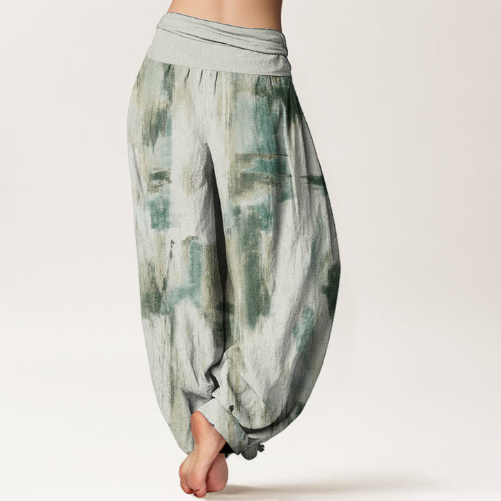 Buddha Stones Damen-Haremshose aus reiner Baumwolle mit Batikmuster und elastischer Taille