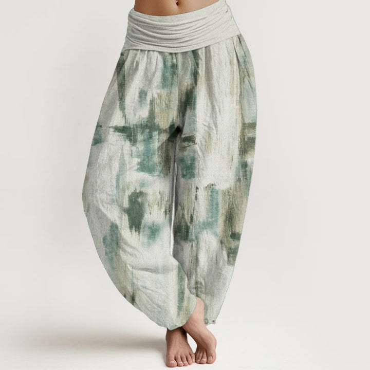 Buddha Stones Damen-Haremshose aus reiner Baumwolle mit Batikmuster und elastischer Taille