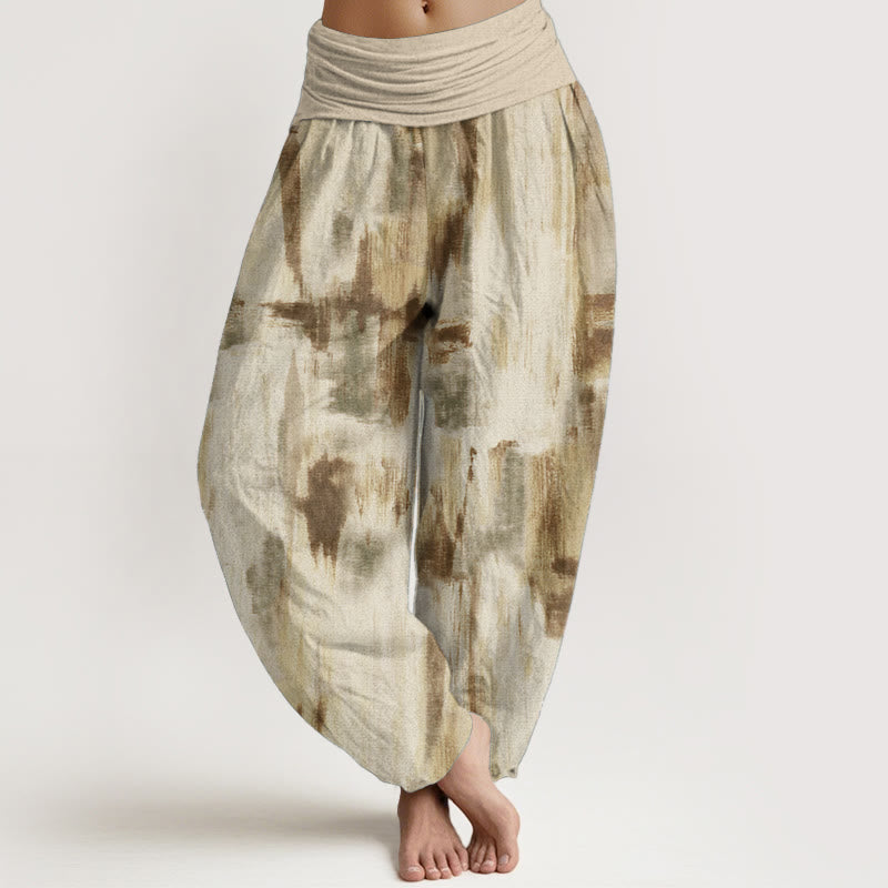 Buddha Stones Damen-Haremshose aus reiner Baumwolle mit Batikmuster und elastischer Taille