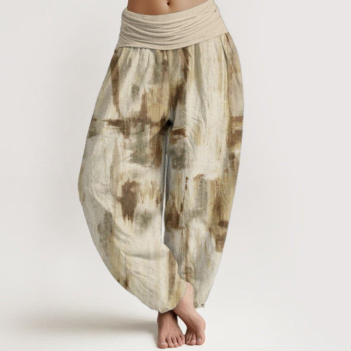 Buddha Stones Damen-Haremshose aus reiner Baumwolle mit Batikmuster und elastischer Taille
