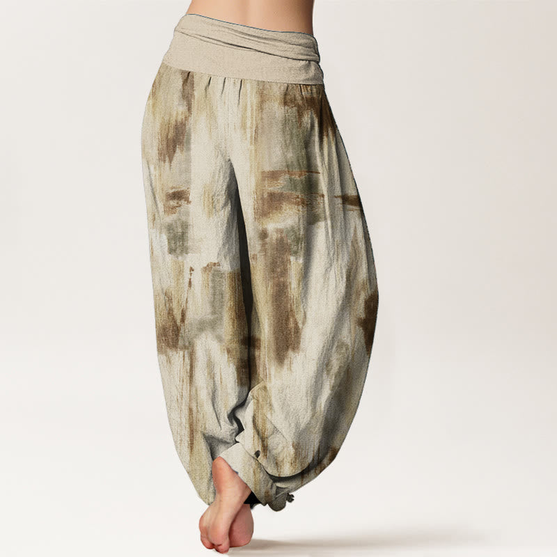 Buddha Stones Damen-Haremshose aus reiner Baumwolle mit Batikmuster und elastischer Taille