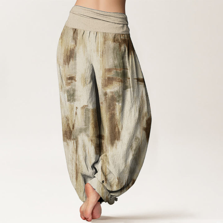 Buddha Stones Damen-Haremshose aus reiner Baumwolle mit Batikmuster und elastischer Taille