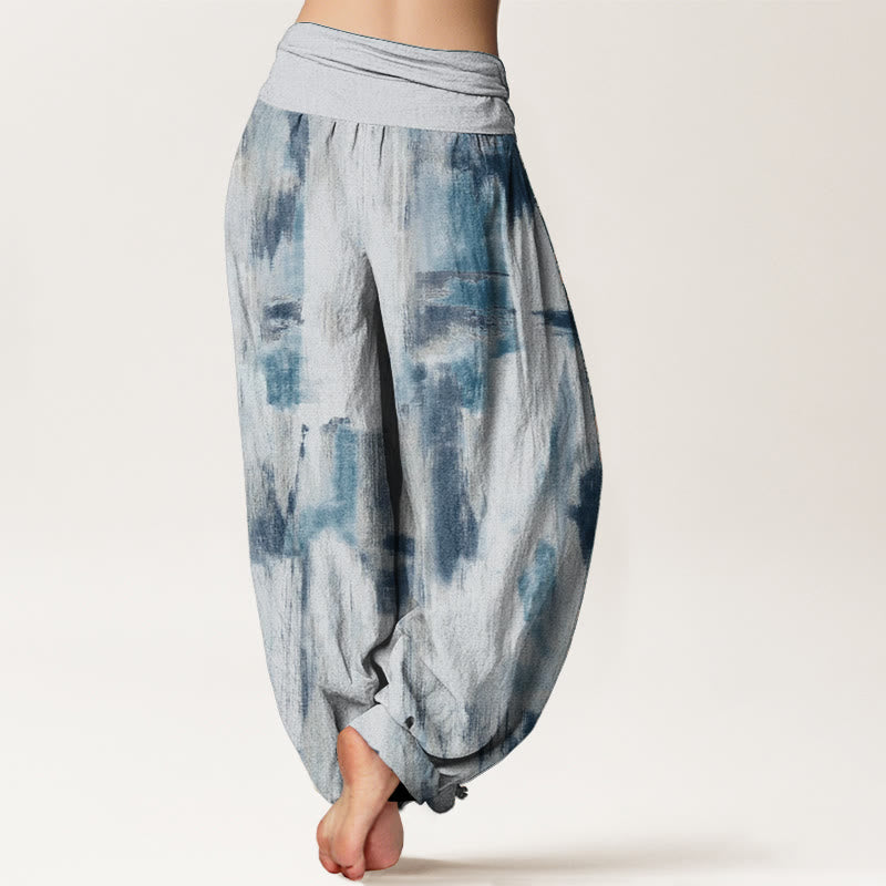 Buddha Stones Damen-Haremshose aus reiner Baumwolle mit Batikmuster und elastischer Taille