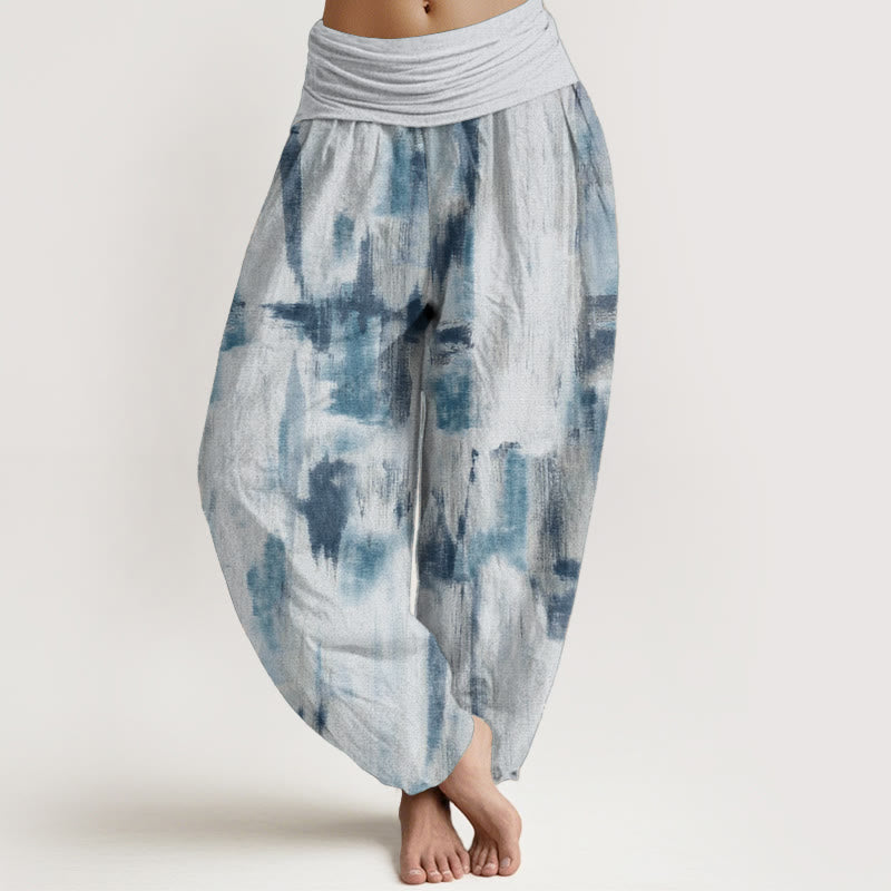 Buddha Stones Damen-Haremshose aus reiner Baumwolle mit Batikmuster und elastischer Taille