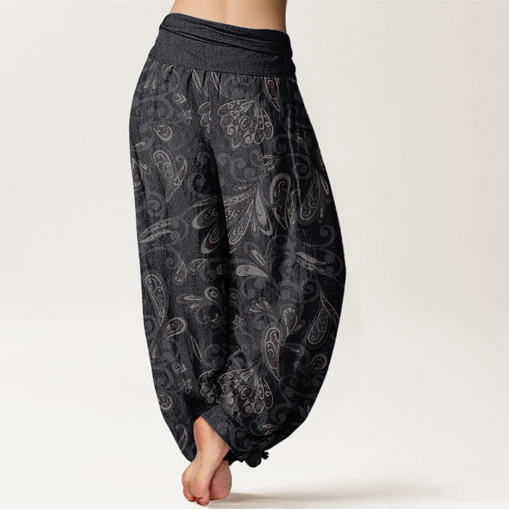 Buddha Stones Damen-Haremshose aus reiner Baumwolle mit lässigem Blütenblatt-Design und elastischer Taille