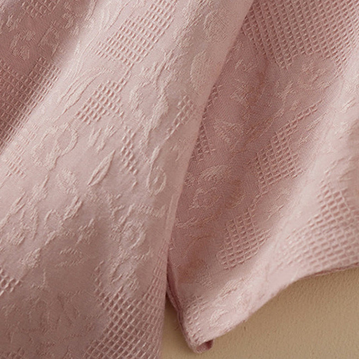 Buddha Stones Lässiges Damenhemd aus Baumwolle und Leinen mit Blumen- und Frosch-Knopfleiste und halblangen Ärmeln - image 10