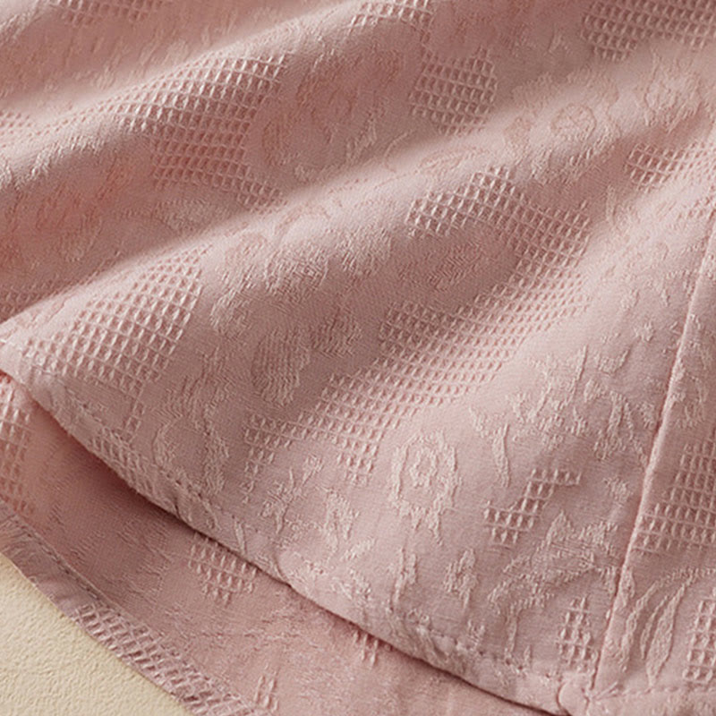 Buddha Stones Lässiges Damenhemd aus Baumwolle und Leinen mit Blumen- und Frosch-Knopfleiste und halblangen Ärmeln - image 11