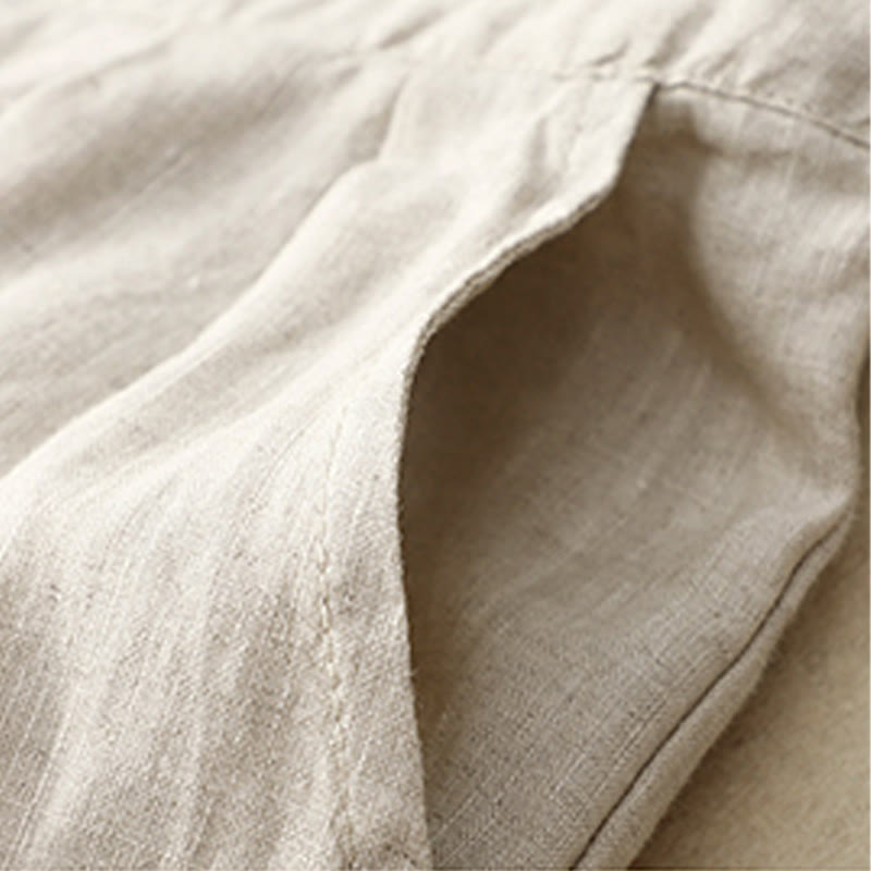 Buddha Stones Frühlings-Lässige, einfarbige Hose mit Kordelzug, Damen-Baumwollleinen, Länge 7–8, weites Bein, mit Taschen - image 15