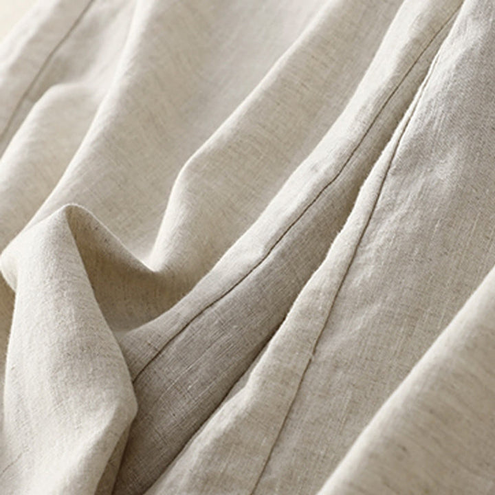 Buddha Stones Frühlings-Lässige, einfarbige Hose mit Kordelzug, Damen-Baumwollleinen, Länge 7–8, weites Bein, mit Taschen - image 14