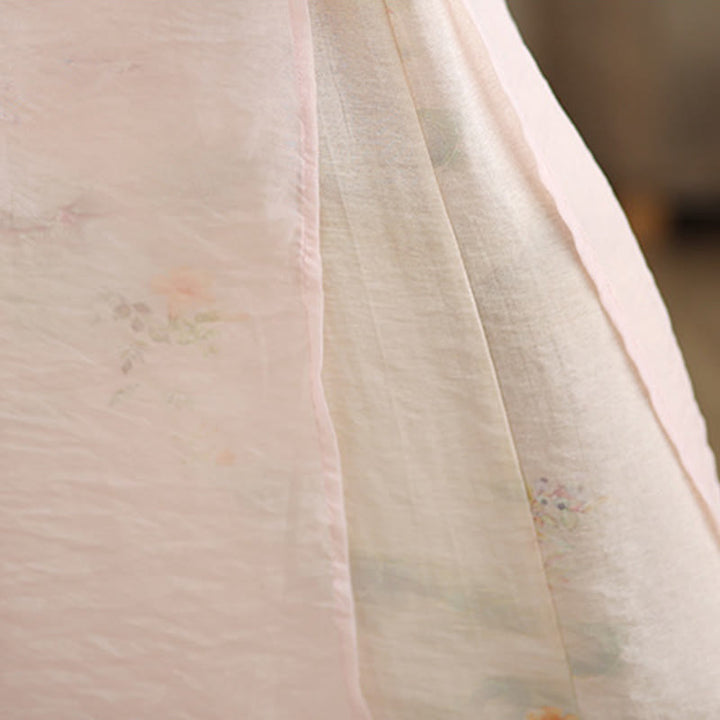 Buddha Stones Spring Vintage Printing Pflanzenmuster Doppellagiges Design Damenhose aus Baumwolle mit weitem Bein und Taschen - image 26